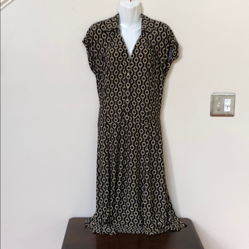 Black Dress with Gold Chain Link Pattern